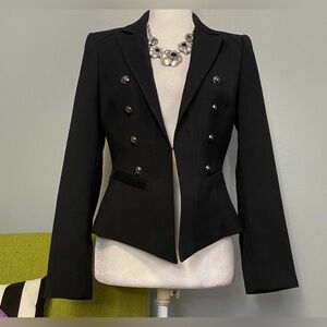 Tahari Black Military Button Suit Blazer Jacket 4
